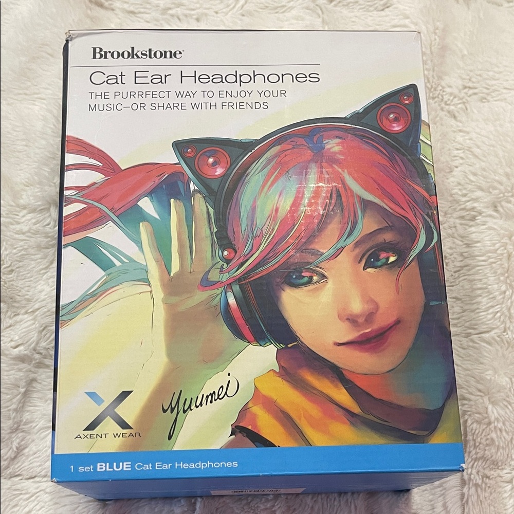 Brookstone Cat Ear Headphones - Black and Red